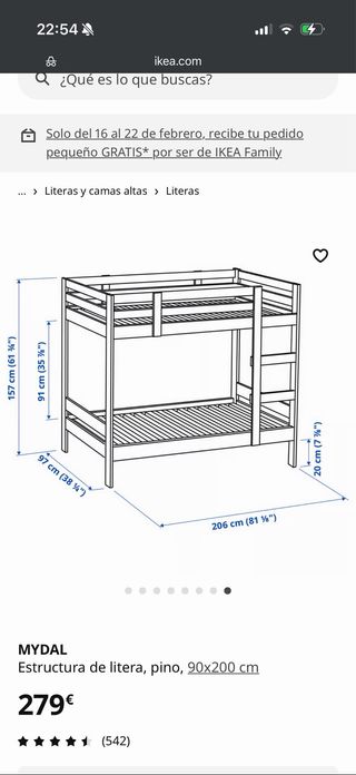 Litera Mydal Ikea Madera Pino.