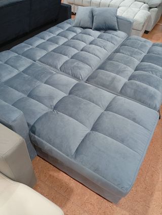 Sofá Cama Chaise Longue con Arcón Gris