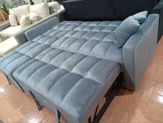 Sofá Cama Chaise Longue con Arcón Gris