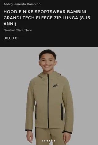 Felpa Nike con cappuccio verde militare