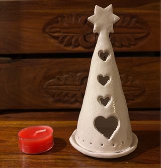 Portacandele albero cuore fatto a mano