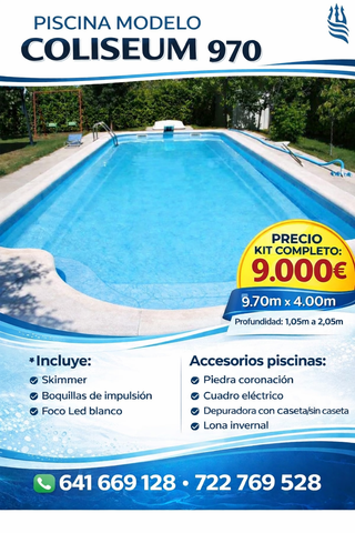 Piscina de poliéster modelo Coliseum 9.70m x 4.00m