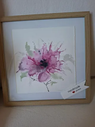 Dipinto ad acquerello fiore rosa