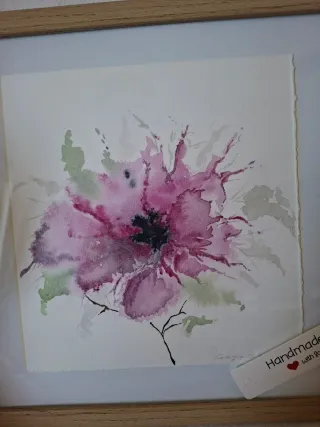 Dipinto ad acquerello fiore rosa