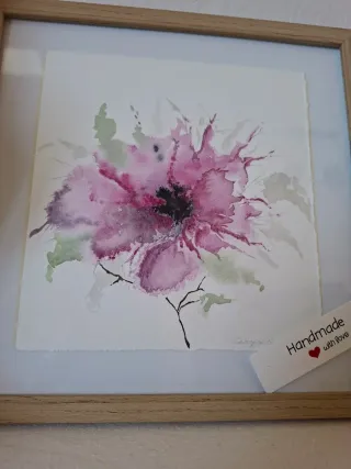 Dipinto ad acquerello fiore rosa