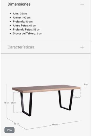 Mesa de comedor madera y metal