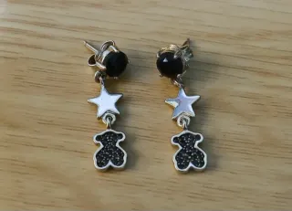 Conjunto Tous Plata y Gemas Negras