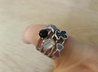 Conjunto Tous Plata y Gemas Negras