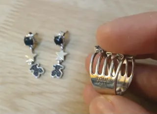 Conjunto Tous Plata y Gemas Negras