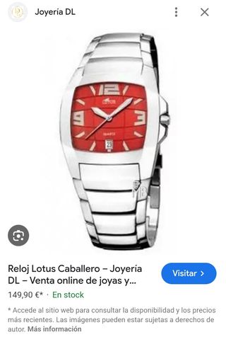 Reloj Lotus Shiny Hombre Rojo y Plateado