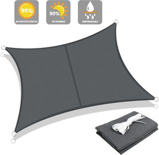 Toldo Vela Sombra Impermeable 4x4m Gris