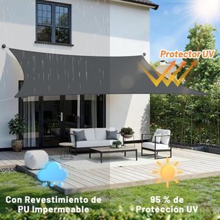 Toldo Vela Sombra Impermeable 4x4m Gris