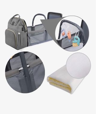 Mochila Cuna Portátil Gris