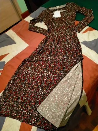 Vestido estampado floral manga larga