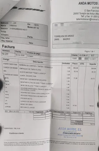 Yamaha MT-09 | Único Dueño | 19682 km | REVISIÓN ✅