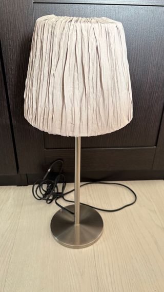 2 Lámparas Mesa Tela Beige Metal