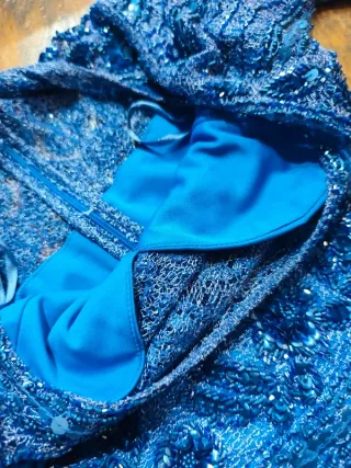 Vestido fiesta lentejuelas azul Klein T.36