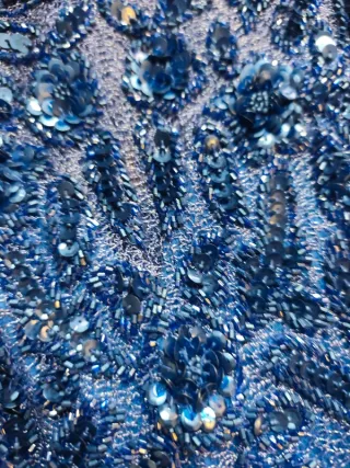 Vestido fiesta lentejuelas azul Klein T.36