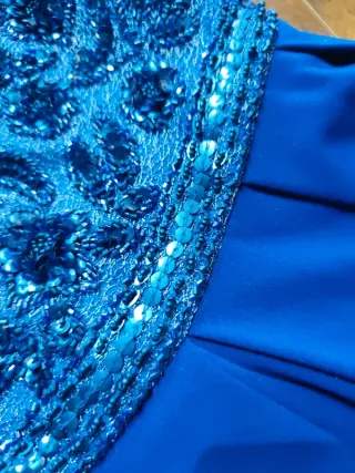 Vestido fiesta lentejuelas azul Klein T.36