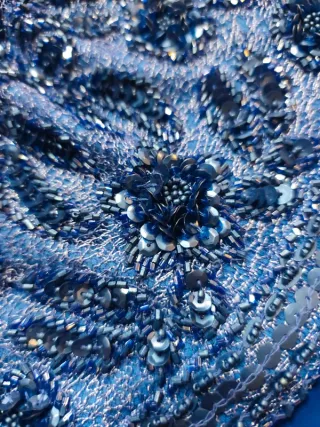 Vestido fiesta lentejuelas azul Klein T.36