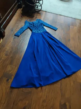 Vestido fiesta lentejuelas azul Klein T.36