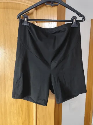 Leggings premamá cortos negros de algodón