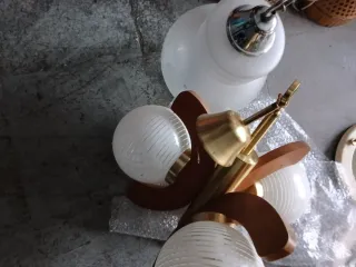 2 Lámparas de Techo Cristal y Metal y madera