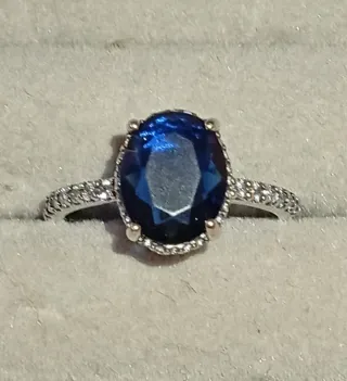 Anillo Plata Ley 925 Zafiro Azul