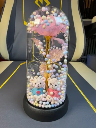 Lampada a batteria con rosa e orsetti