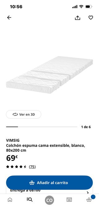 Cama infantil Ikea Minnen 80x200 con colchón.