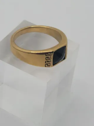 Anillo Acero Quirúrgico Chapado Oro Ónice
