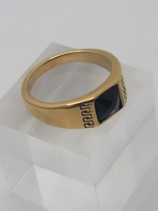 Anillo Acero Quirúrgico Chapado Oro Ónice