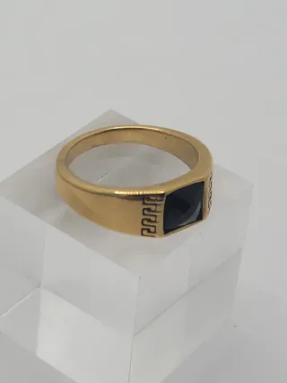 Anillo Acero Quirúrgico Chapado Oro Ónice