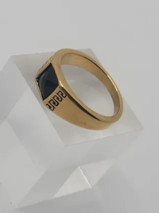 Anillo Acero Quirúrgico Chapado Oro Ónice