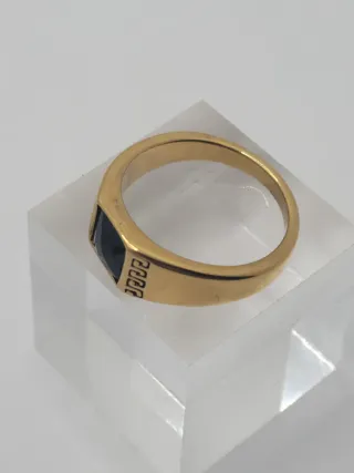 Anillo Acero Quirúrgico Chapado Oro Ónice
