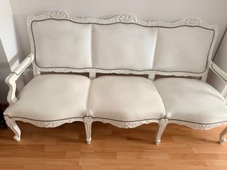 Sofá Luis XIV Blanco Piel Sintética