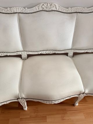 Sofá Luis XIV Blanco Piel Sintética
