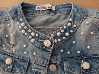 Giacca jeans bambina perle 4 anni
