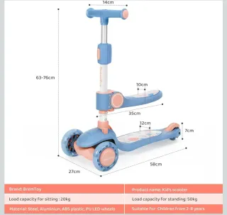 Patinete 3 ruedas con asiento BremToy