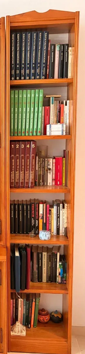 Estantería de madera marrón.