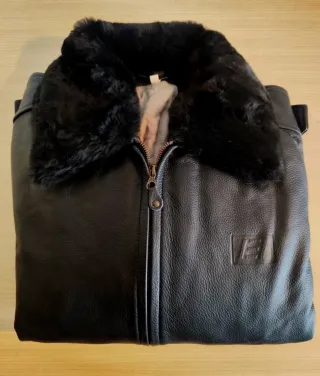 Giacca Vera Pelle Esercito Italiano Nera 54 XL