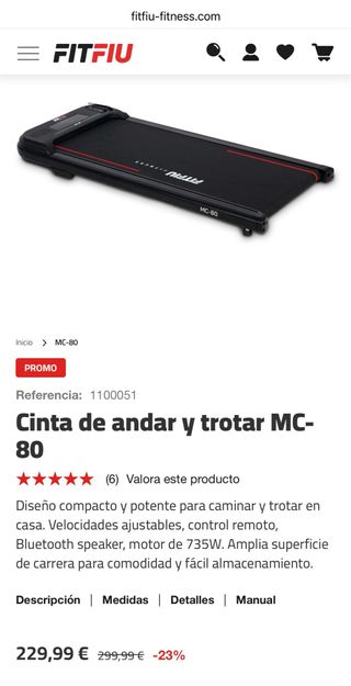Cinta de andar y trotar MC-80.