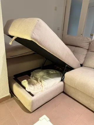 Sofá modular eléctrico de tela beige