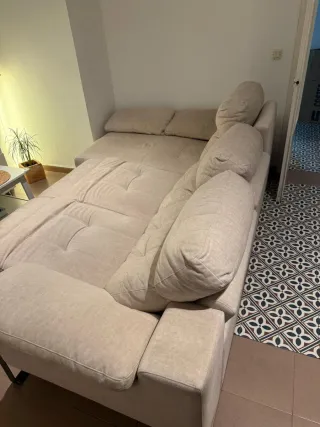 Sofá modular eléctrico de tela beige