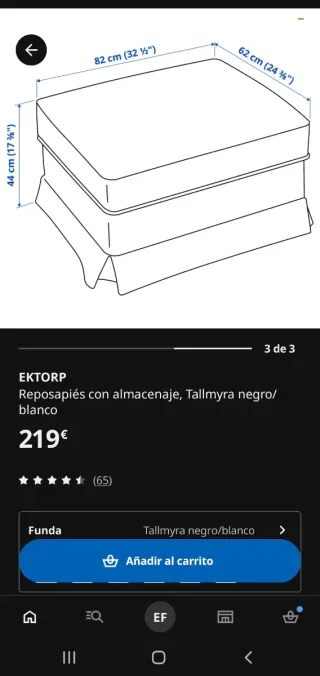 Sofá Ektorp 3 plazas beige