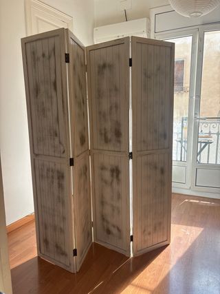 Biombo 4 paneles madera separador blanco 162x170