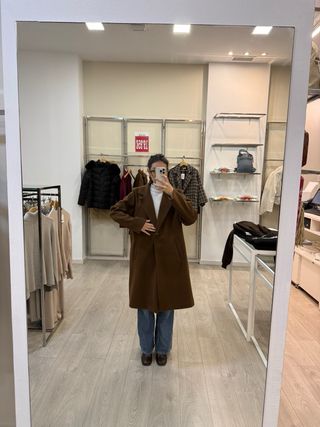 Abrigo paño marrón chocolate T. única 38/42