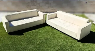 Sofa de piel beige Ikea (2 unidades)
