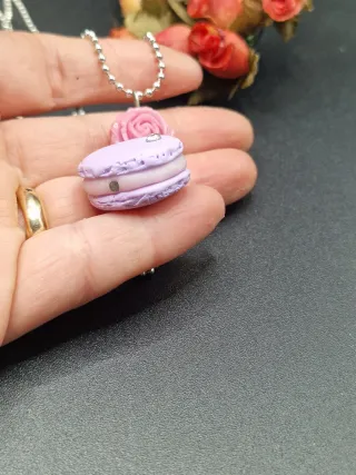 Collana Fimo Macaron e Rosellina con brillantino