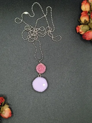 Collana Fimo Macaron e Rosellina con brillantino